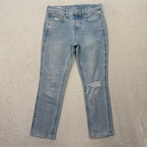 Gap Jeans Womens 27 4P Light Blue Vintage Slim Mid Rise Distressed Raw Hem Denim